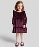 Bonfino Woven Full Sleeves Velour Solid Party Dress - Wine