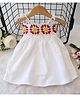 Woonie Cotton Sleeveless Floral Crochet Designed Dress - White & Red