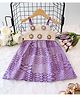 Woonie Cotton Sleeveless Floral Crochet Designed Dress - Lavender