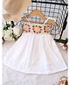 Woonie Cotton Sleeveless Floral Crochet Designed Dress - White