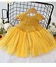 Woonie Cotton Sleeveless Abstract Crochet Designed & Pearl Embellished Dress - Yellow
