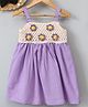 Woonie Cotton Sleeveless Floral Crochet Designed Dress - Lavender