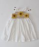 Woonie Cotton Sleeveless Sunflower Crochet Designed Dress - White