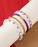 Arendelle Set Of 4 Hearts & Alphabets Designed Beaded Bracelets - Purple