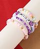 Arendelle Set Of 4 Grapes & Alphabets Designed Beaded Bracelets - Multi Colour