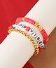 Arendelle Set Of 3 Good Vibes Text Beeded Bracelets - Red