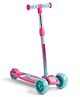 Babyhug 3 Wheel Foldable Kids Scooter with LED Light 4 Level Height Adjustment - Pink| Lean to Steer| Stable Design| Toy for 3 to 14 year Boys and Girls| Sport Gift| Promotes Physical Activity