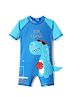 Rovars Half Raglan Sleeves Legged Swimming Bodysuit with Dino Print - Blue