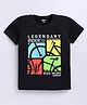 Kidcity Cotton Sinker Half Sleeves Cycle & Legendary Rider Text Printed Tee - Black