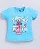 Kidcity Cotton Sinker Half Sleeves Fresh Juice Printed Top - Aqua Blue
