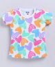 Kidcity Cotton Sinker Half Sleeves Hearts Printed Top - Multi Colour