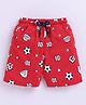 Kidcity Cotton Sinker Football Printed Shorts - Red