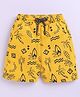 Kidcity Cotton Loop Beach Theme Printed Shorts - Mustard