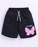 Kidcity Cotton Sinker Butterfly & Fly High Text Printed Shorts - Black