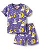 Babyhug Cotton Knit Half Sleeves Shorts Co-Ord Night Suit With Koala Print - Violet