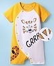 Mark & Mia Cotton Knit Half Sleeve Romper with Tiger Print - Yellow & White