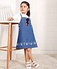 Lagorii Denim Floral Embroidered Dungaree With Half Sleeves Tee - Blue