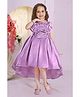 Lagorii Satin Sleeveless Floral Applique Detailed High Low Dress - Purple