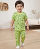 Babyhug Cotton Knit Half Sleeves Co-ord Night Suit with Animal Print - Green