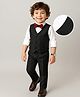 Babyhug Knit Full Sleeves Solid 3 Piece Party Suit With Bow - Black & White