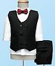 Babyhug Knit Full Sleeves Solid 3 Piece Party Suit With Bow - Black