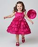 Babyhug Woven Sleeveless Fit & Flare Layered Partywear Dress With Corsage Applique - Red