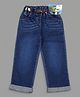 Actuel Blended Washed Jeans With Belt & Purse Set - Blue
