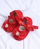 Coco Candy Pearls Embellished Bow Applique Detailed Booties - Red
