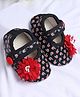 Coco Candy Floral Designed Velcro Closure Booties - Black
