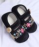 Coco Candy Floral Designed Velcro Closure Booties - Black