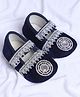 Coco Candy Stones & Lace Embellished Velcro Closure Booties - Navy Blue