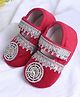 Coco Candy Stones & Lace Embellished Velcro Closure Booties - Cherry Red