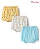 Honeyhap 100% Premium Cotton Bloomers With Floral Print Pack Of 3 - Yellow Light Blue & White
