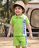 Babyhug Single Jersey Knit Half Sleeves Polo T-Shirt and Shorts Set With Everyday Fun Adventure Text Print - Neon Green