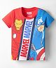 Babyhug Marvel Single Jersey Knit Half Sleeves Cut & Sew T-Shirt with Avengers Graphics - Red & Blue