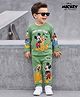 Babyhug Disney Single Jersey Knit Full Sleeve T-Shirt And Joggers With Mickey & Friends Graphics - Olive Green