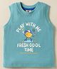 Zero Sinker Knit  Sleeveless Vest With Play With Me Text Print - Turquoise
