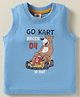 Zero Sinker Knit  Sleeveless Vest With Go Kart Racer Text Print - Light Blue