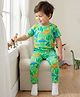 Babyhug Cotton Knit Half Sleeves Co-Ord Night Suit With Dino Print - Green
