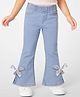 Mark & Mia Cotton Lycra Denim Full Length Jeans With Bow Detailing - Light Blue