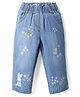 Mark & Mia Denim Full Length Jeans With Floral Embroidery - Light Blue