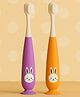 Badal Kidz Kids Bunny Toothbrush with Soft Silicone Head, Stand - Up Base - Purple & Yellow ( Pack Of 2)
