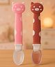 Badal Kidz Silicone Spoon for Baby Feeding, BPA Free Food Grade Material Spoon, Baby Feeding Spoon with Comfortable Grip Handle - Pink & Maroon (Pack Of 2)