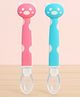 Badal Kidz Silicone Spoon for Baby Feeding, BPA Free Food Grade Material Spoon, Baby Feeding Spoon with Comfortable Grip Handle - Blue & Pink (Pack Of 2)