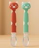 Badal Kidz Silicone Spoon for Baby Feeding, BPA Free Food Grade Material Spoon, Baby Feeding Spoon with Comfortable Grip Handle - Maroon & Green (Pack Of 2)
