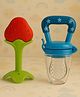 Badal Kidz Bpa Free 100 % Silicone Fruit Shape Teether And Fruit Feeder - Red& Blue(Pack Of 2)