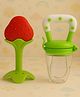 Badal Kidz Bpa Free 100 % Silicone Fruit Shape Teether And Fruit Feeder - Red& Green(Pack Of 2)