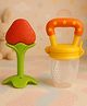 Badal Kidz Bpa Free 100 % Silicone Fruit Shape Teether And Fruit Feeder - Red&Yellow (Pack Of 2)