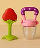 Badal Kidz Bpa Free 100 % Silicone Fruit Shape Teether And Fruit Feeder - Red & Pink(Pack Of 2)