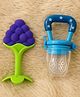 Badal Kidz Bpa Free 100 % Silicone Fruit Shape Teether And Fruit Feeder - Blue & Blue (Pack Of 2)